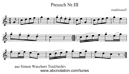 Preusch Nr.III - staff notation