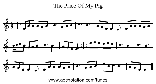 Price Of My Pig, The - staff notation