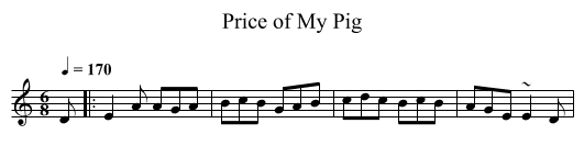 Price of My Pig - staff notation