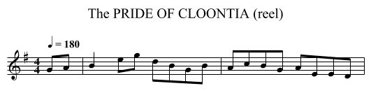 PRIDE OF CLOONTIA (reel), The - staff notation