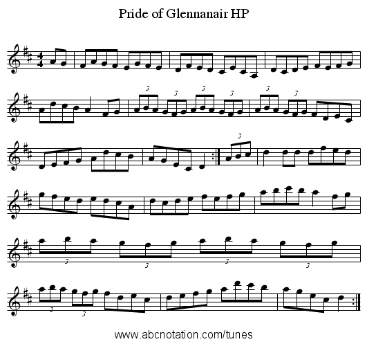 Pride of Glennanair HP - staff notation