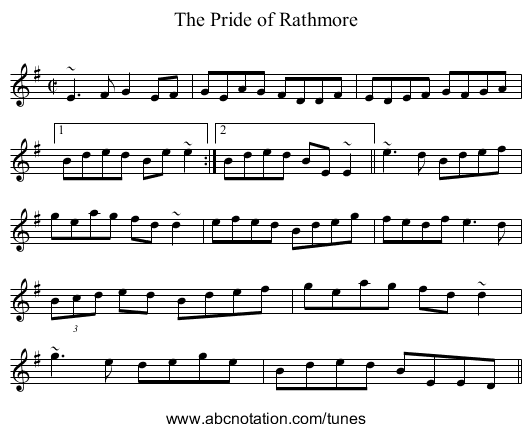 Pride of Rathmore, The - staff notation