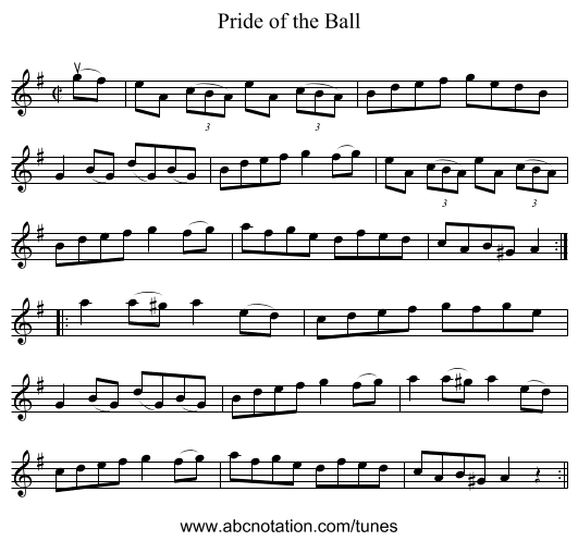 Pride of the Ball - staff notation