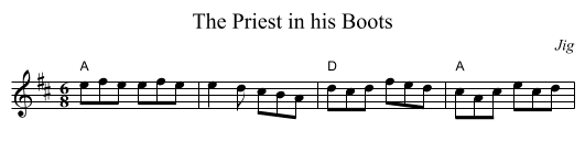 Priest in his Boots, The - staff notation