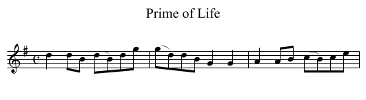 Prime of Life - staff notation