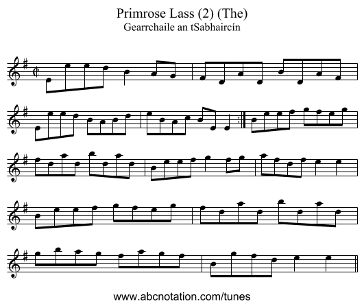 Primrose Lass (2) (The) - staff notation