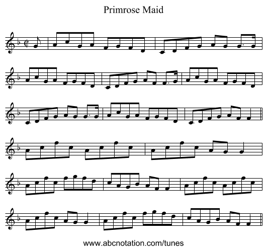 Primrose Maid - staff notation