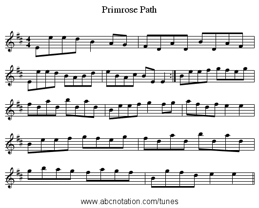 Primrose Path - staff notation