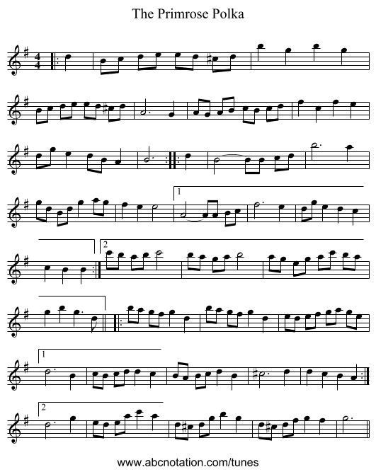 Primrose Polka, The - staff notation