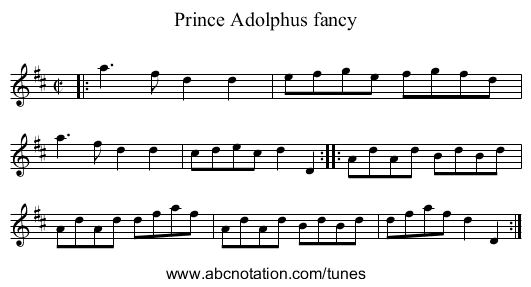 Prince Adolphus fancy - staff notation