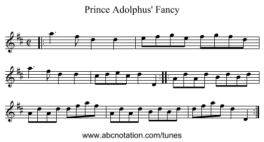 Prince Adolphus' Fancy - staff notation