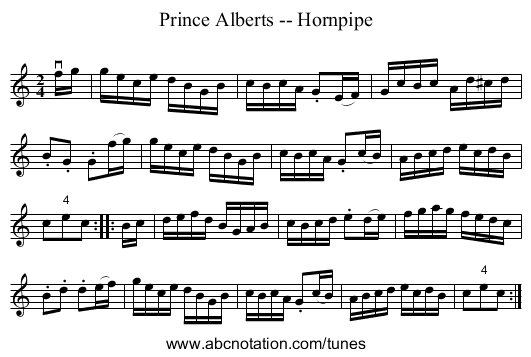 Prince Alberts -- Hornpipe - staff notation