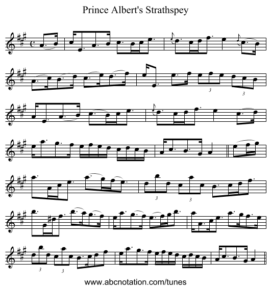 Prince Albert's Strathspey - staff notation