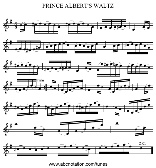 PRINCE ALBERT'S WALTZ - staff notation