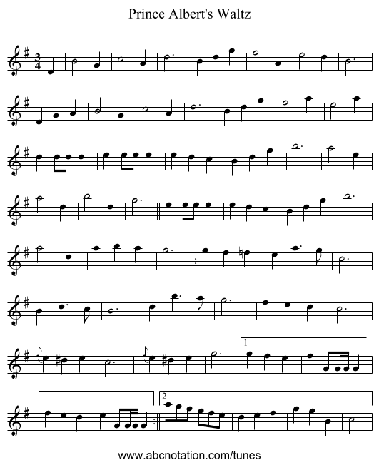 Prince Albert's Waltz - staff notation