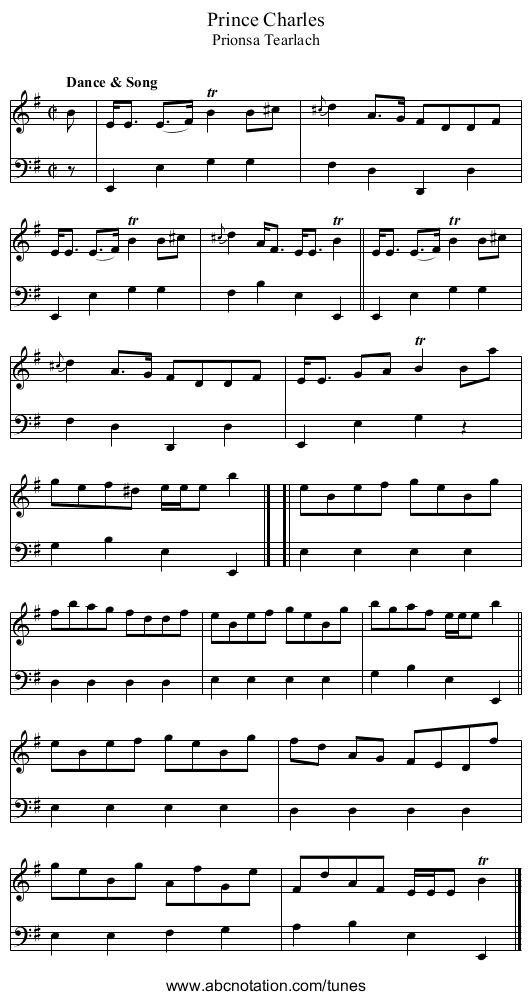 Prince Charles - staff notation