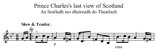 Prince Charles's last view of Scotland - staff notation