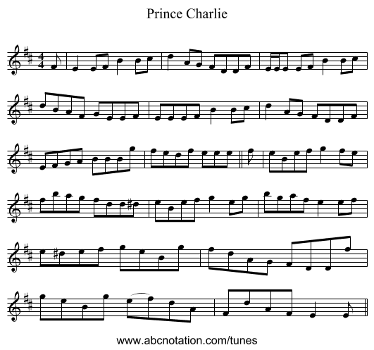 Prince Charlie - staff notation
