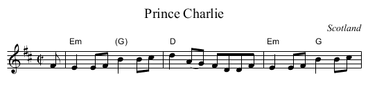 Prince Charlie - staff notation