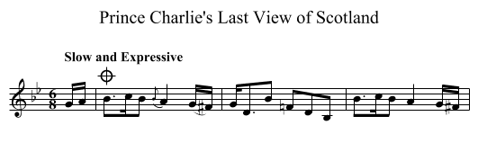 Prince Charlie's Last View of Scotland - staff notation