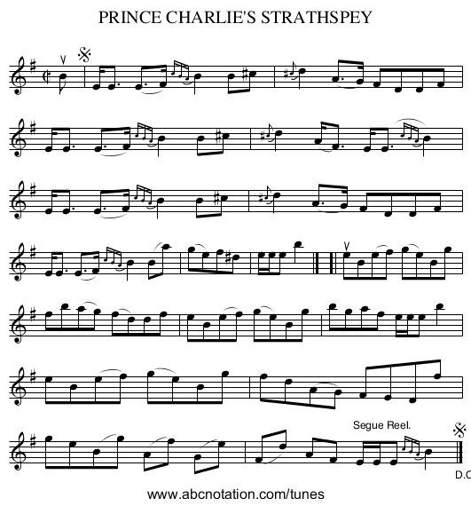 PRINCE CHARLIE'S STRATHSPEY - staff notation