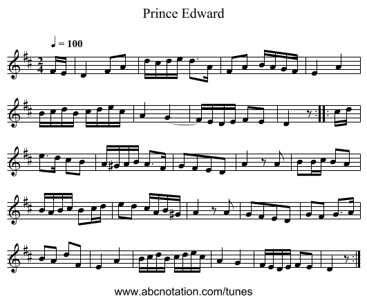 Prince Edward - staff notation
