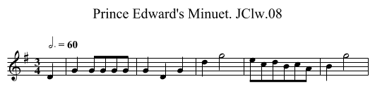 Prince Edward's Minuet. JClw.08 - staff notation