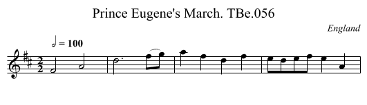 Prince Eugene's March. TBe.056 - staff notation