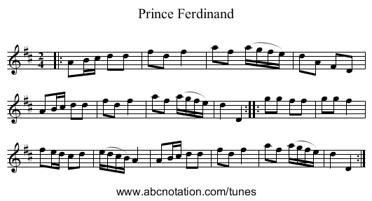 Prince Ferdinand - staff notation
