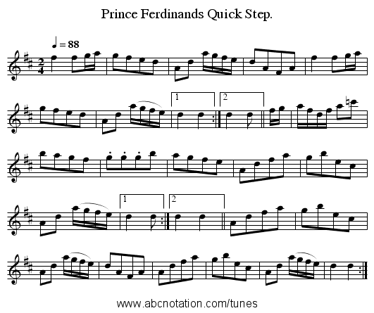 Prince Ferdinands Quick Step. - staff notation