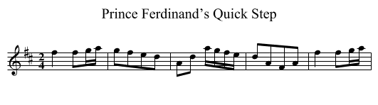 Prince Ferdinand’s Quick Step - staff notation