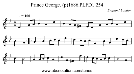 Prince George. (p)1686.PLFD1.254 - staff notation