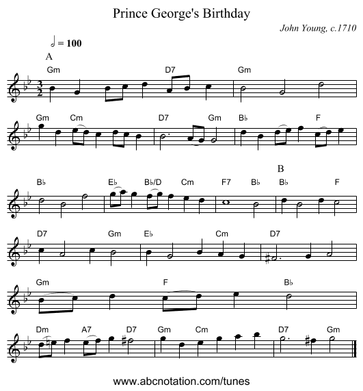 Prince George's Birthday - staff notation
