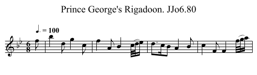 Prince George's Rigadoon. JJo6.80 - staff notation