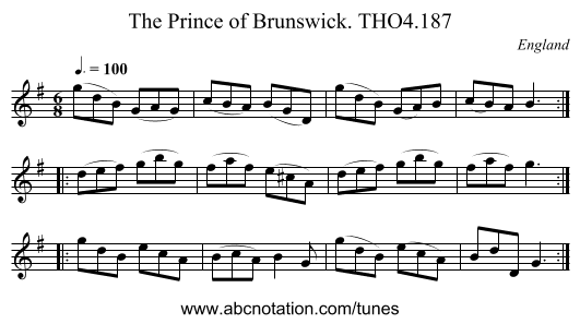 Prince of Brunswick. THO4.187, The - staff notation