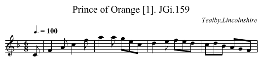 Prince of Orange [1]. JGi.159 - staff notation