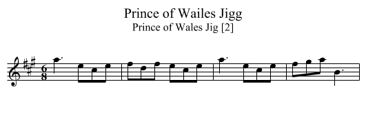 Prince of Wailes Jigg - staff notation