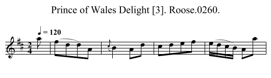 Prince of Wales Delight [3]. Roose.0260. - staff notation