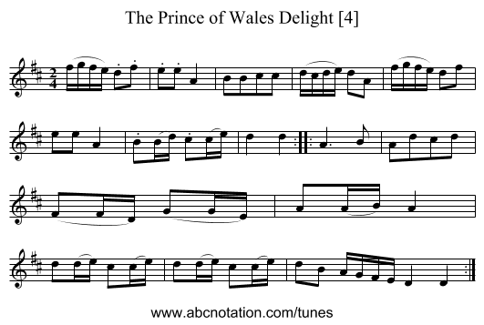 Prince of Wales Delight [4], The - staff notation