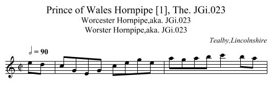 Prince of Wales Hornpipe [1], The. JGi.023 - staff notation
