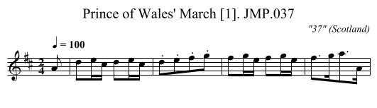 Prince of Wales' March [1]. JMP.037 - staff notation