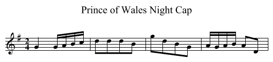 Prince of Wales Night Cap - staff notation