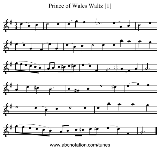 Prince of Wales Waltz [1] - staff notation