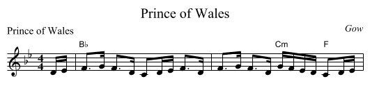 Prince of Wales - staff notation