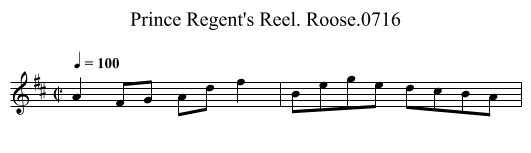 Prince Regent's Reel. Roose.0716 - staff notation