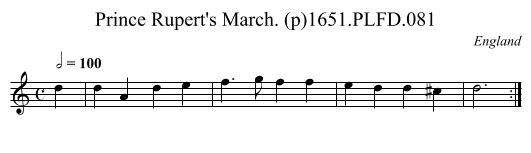 Prince Rupert's March. (p)1651.PLFD.081 - staff notation