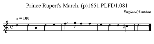 Prince Rupert's March. (p)1651.PLFD1.081 - staff notation