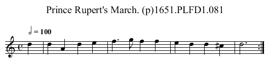 Prince Rupert's March. (p)1651.PLFD1.081 - staff notation