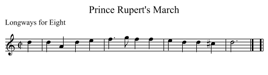 Prince Rupert's March - staff notation