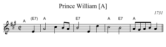 Prince William [A] - staff notation